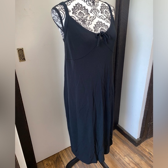 Gap Size XS Black Drawstring Scoop Neck Cami Mid-Length Dress with Empire Waist - Picture 7 of 12